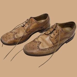 Cole Haan Wingtip Giraldo Derby Brogue Shoe British Tan 9M Leather Goodyear Sole